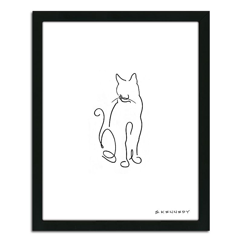 Line Drawing Wall Art : Cat line drawing framed wall art dealtrend