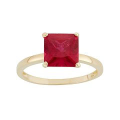 Lab-Created Ruby 10k Gold Ring by