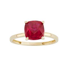 Lab-Created Ruby 10k Gold Ring by
