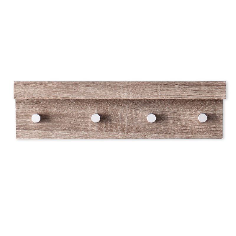 Awtrey 4-Hook Circle Wall Shelf, Brown