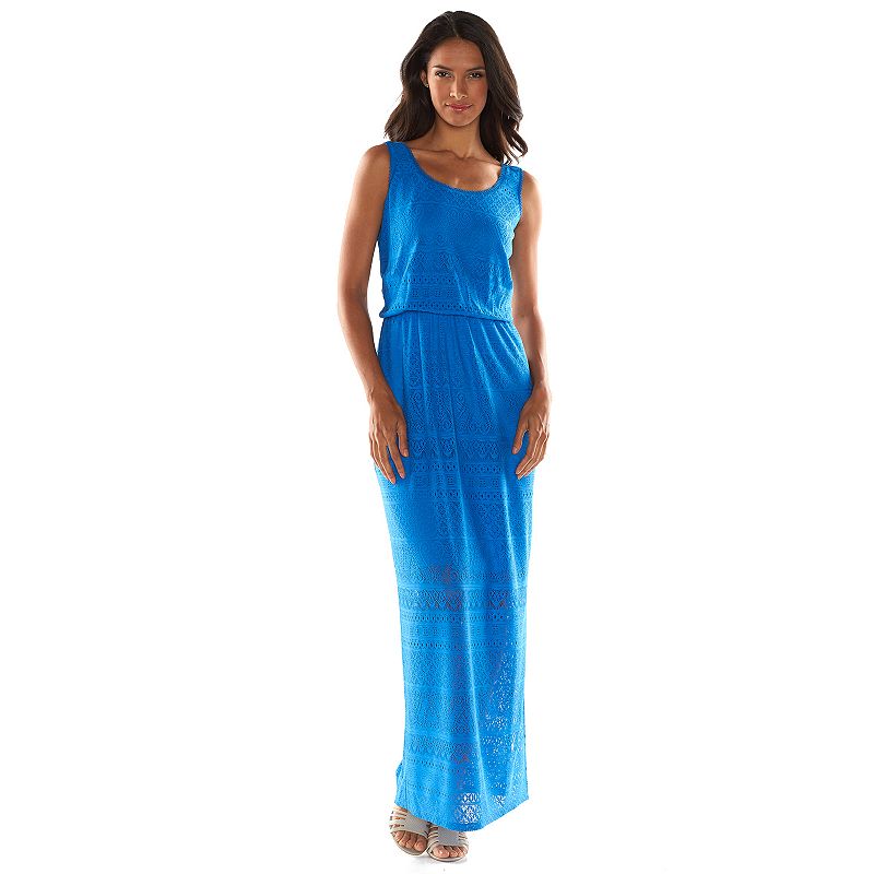 Suite 7 Crochet Blouson Maxi Dress Women's