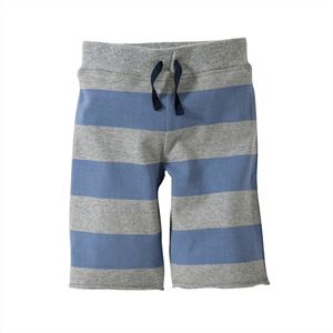 Baby Boy Burt's Bees Baby Organic Terry Rugby Stripe Board Shorts