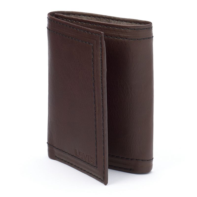 Levi's Brown Leather Trifold Wallet Men