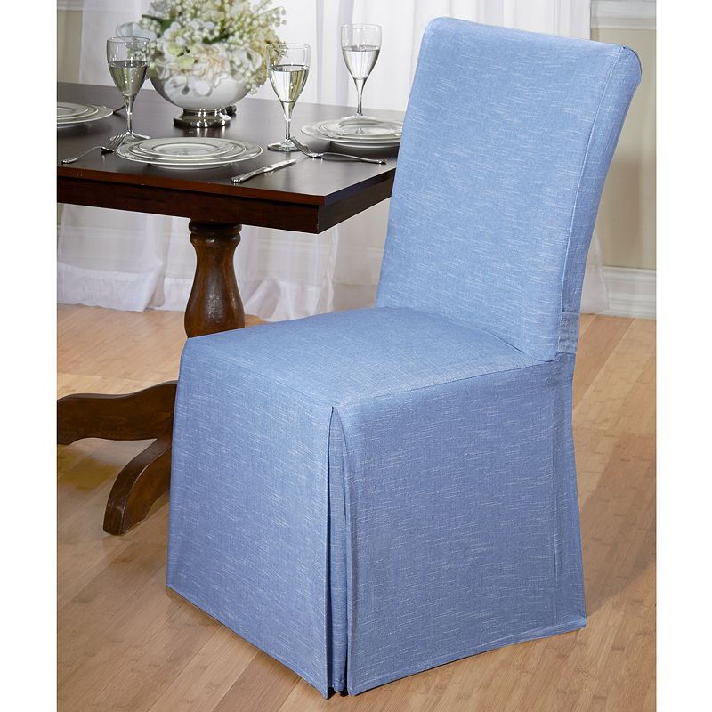 Madison Chambray Dining Room Chair Slipcover, Blue