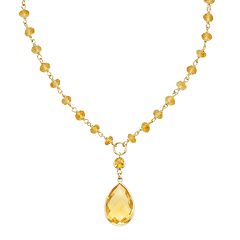 Citrine 14k Gold Teardrop Y Necklace by