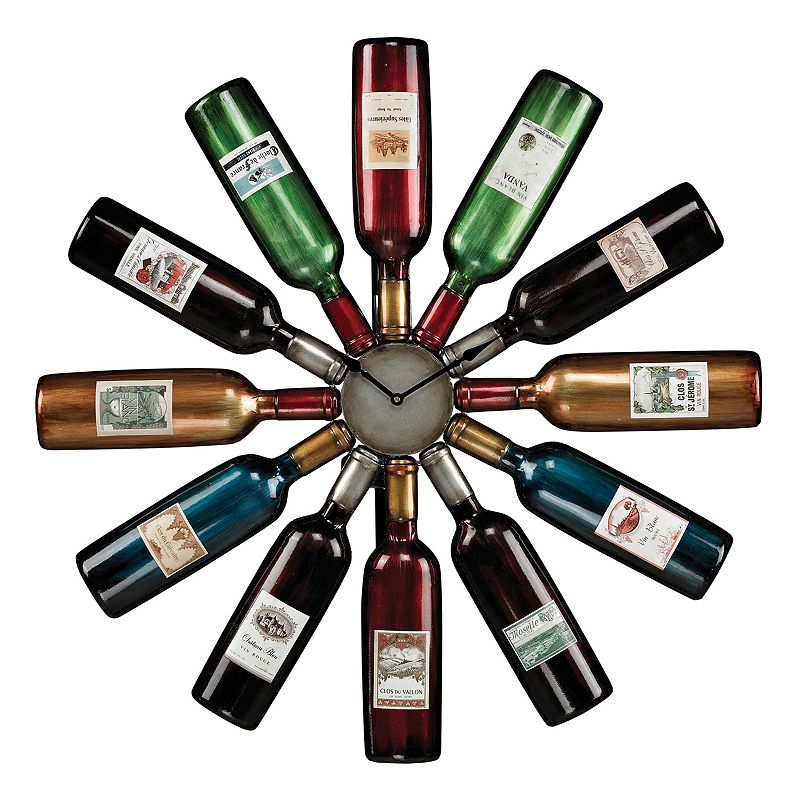 Sterling Audubon Wine Bottle Wall Clock, Multicolor