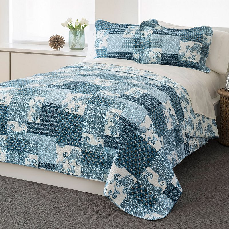 Chelsea Indigo Reversible Quilt Set