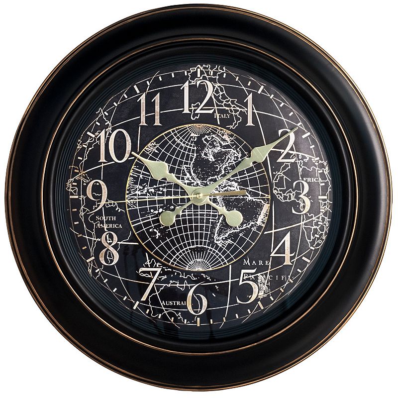 Antique Map Wall Clock, Black