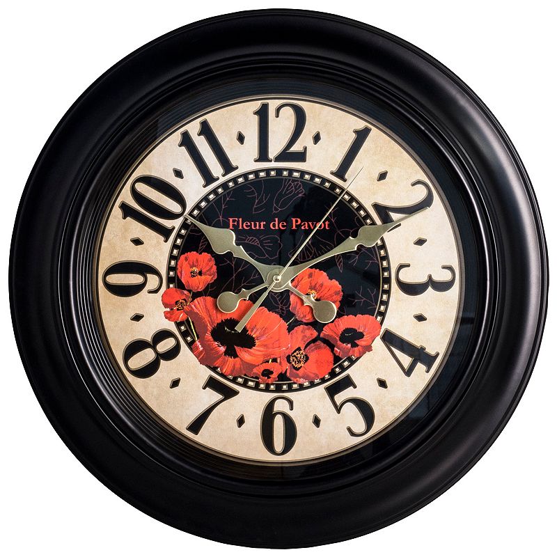 Poppies Wall Clock, Red