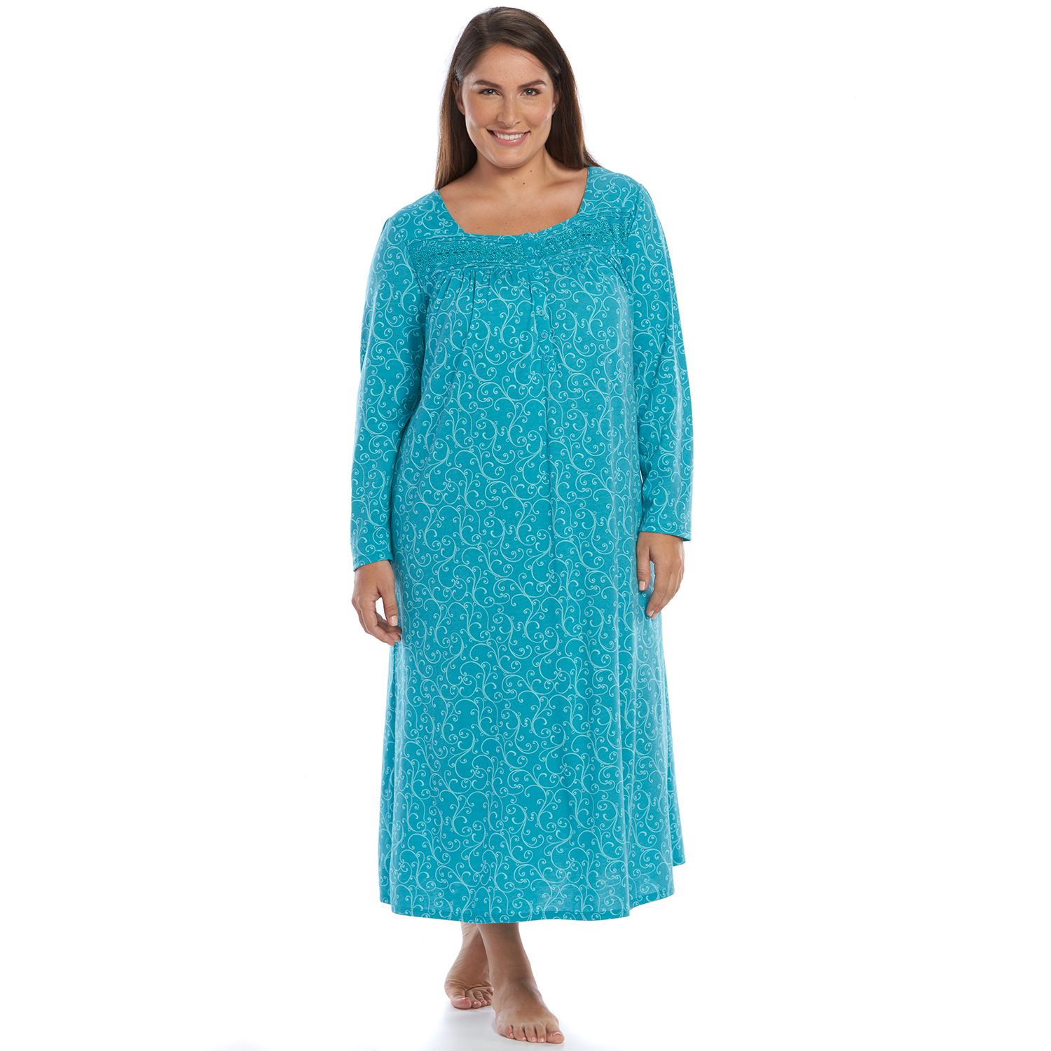 plus size long sleeve night gowns