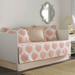 Laura Ashley Lifestyles 5-pc. Reversible Coral Coastal Daybed Quilt Set