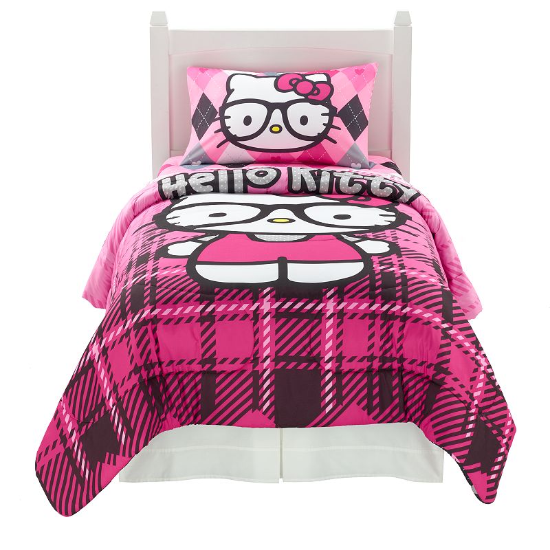 Sanrio Hello Kitty I Heart Nerd Bed Set, Pink