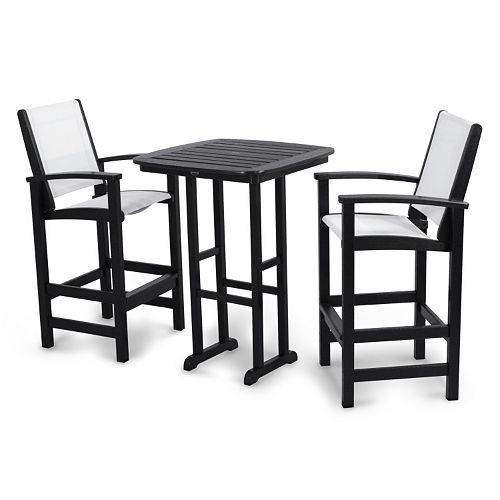 POLYWOOD® 3-piece Coastal Outdoor Bar Chair & Table Set