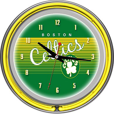 Boston Celtics Hardwood Classics Chrome Double-Ring Neon Wall Clock
