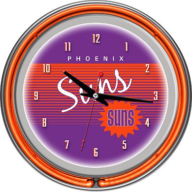 Phoenix Suns Hardwood Classics Chrome Double-Ring Neon Wall Clock
