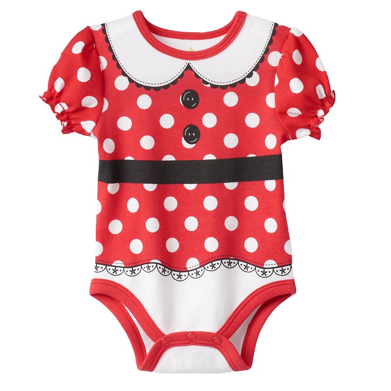 Disney's Minnie Mouse Polka Dot Front & Back Bodysuit Baby Girl