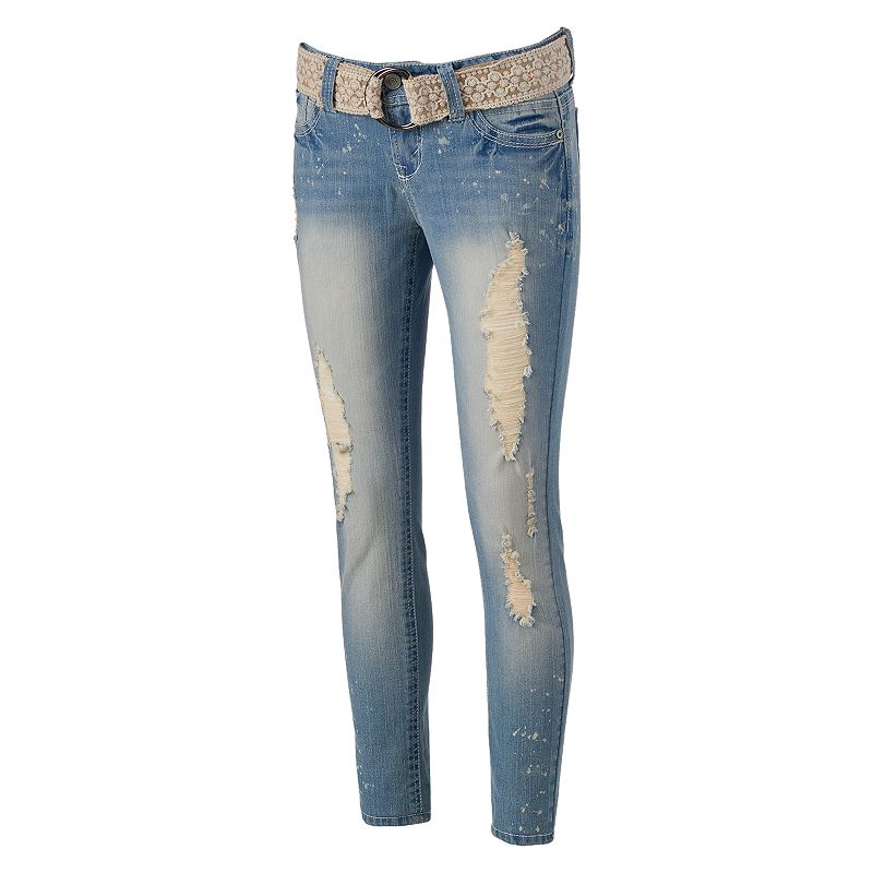 Wallflower Juniors' Destructed Relaxed Fit Jeans