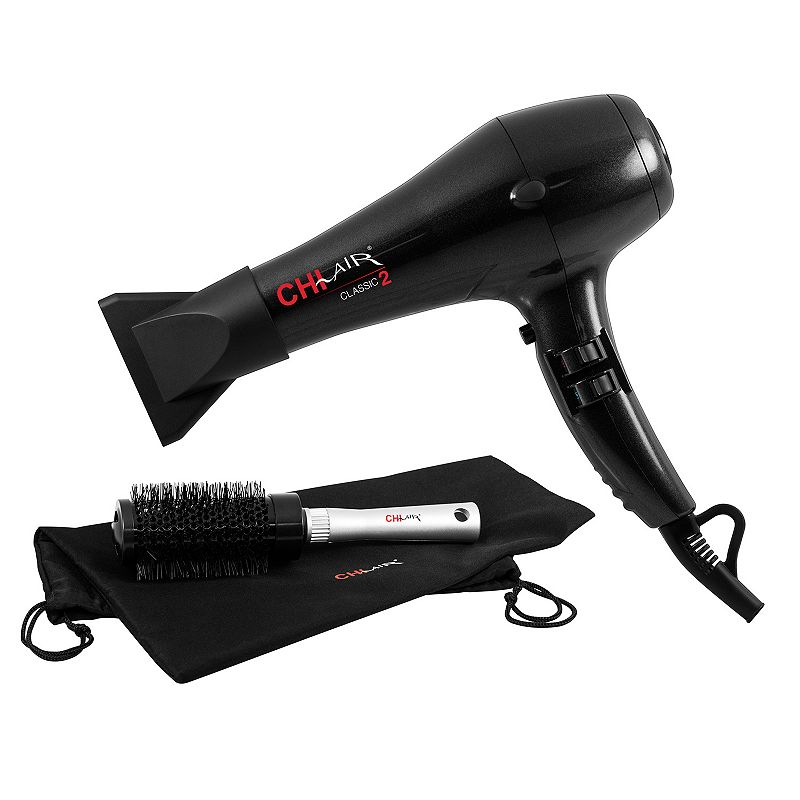 CHI Air Classic 2 Hair Dryer with Round Brush, Black