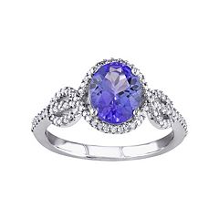 Tanzanite & 1/4 Carat T.W. Diamond 10k White Gold Oval Infinity Ring by