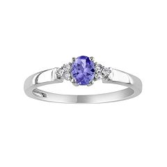Tanzanite & Diamond Accent 10k White Gold Oval Ring by
