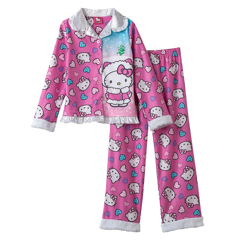 Hello Kitty Fleece Pajama Set - Girls 4-10, Girl's, Size: 4-5, Light Pink