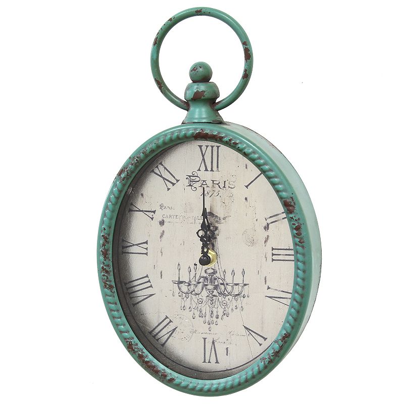 Stratton Home Decor Distressed Vintage Wall Clock, Blue