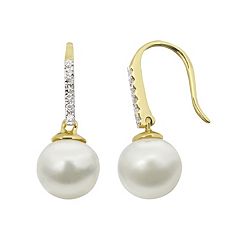 PearLustre by Imperial Freshwater Cultured Pearl Diamond Accent 14k Gold Drop Earrings by