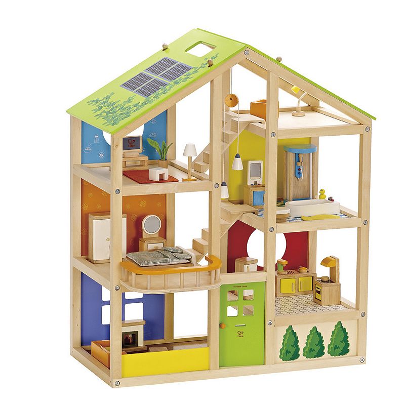 Hape Furnished All Season Dollhouse Set, Multicolor