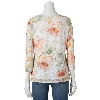 Croft and Barrow Printed Burnout Top - Women's
