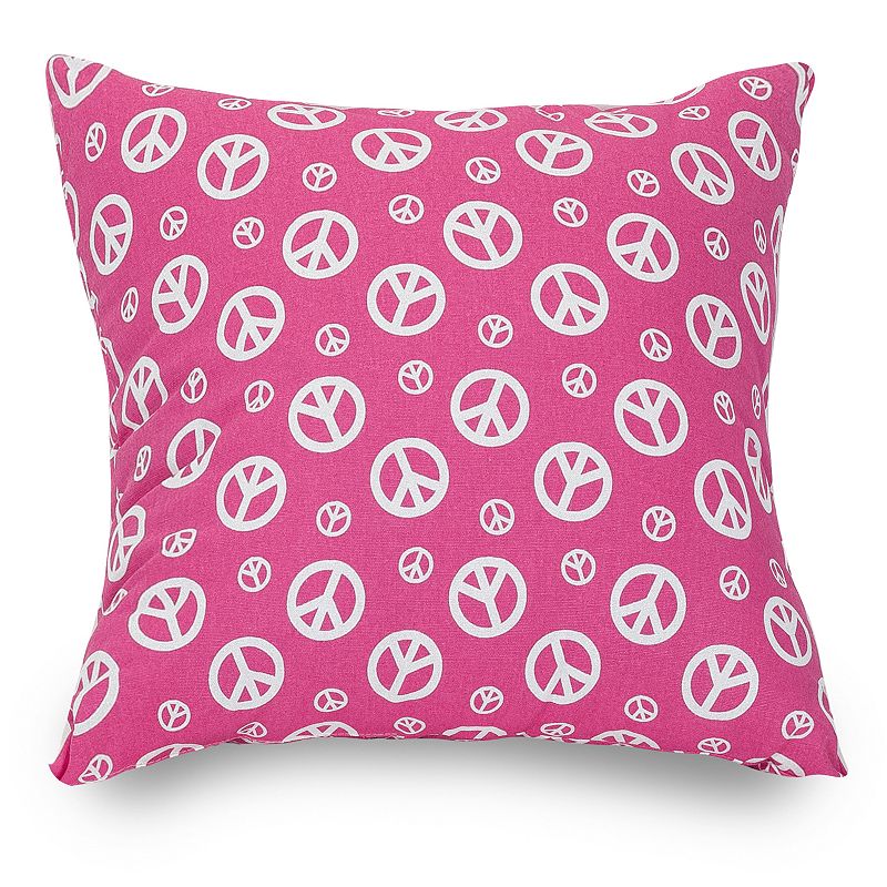 MAJESTIC HOME GOODS PEACE DECORATIVE THROW PILLOW (PINK)