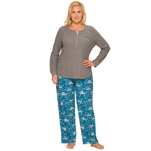 Plus Size Cuddl Duds Pajamas Cabin Cozy Thermal Pajama Set