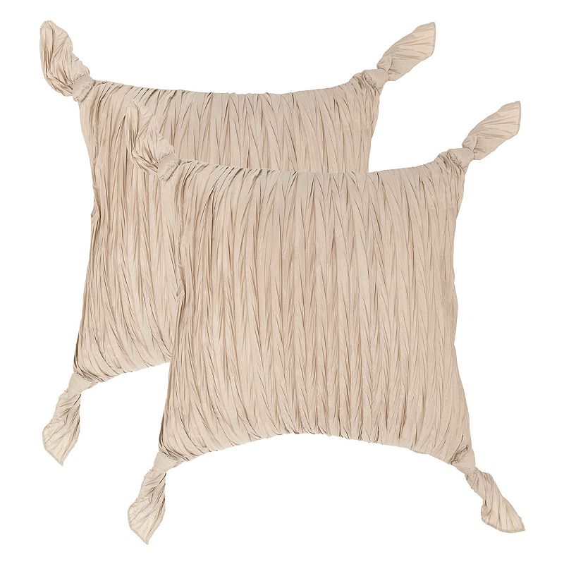 SAFAVIEH 2-PIECE RUCHE KNOTS THROW PILLOW SET (BROWN)
