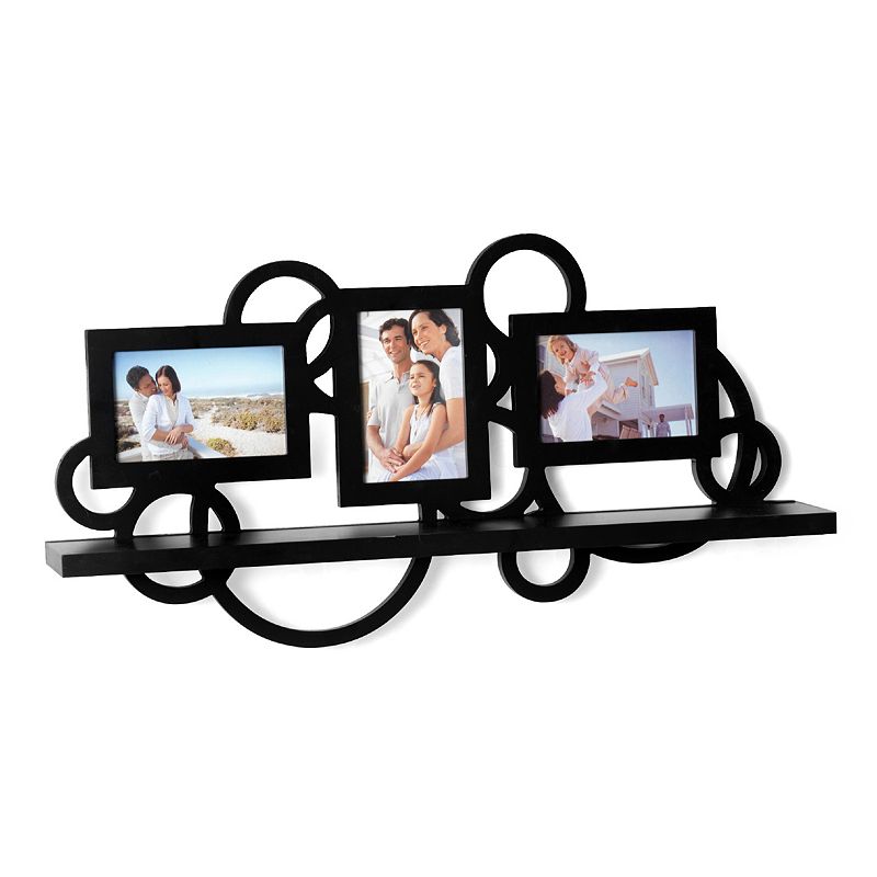 Melannco Circle Frame & Wall Shelf, Black