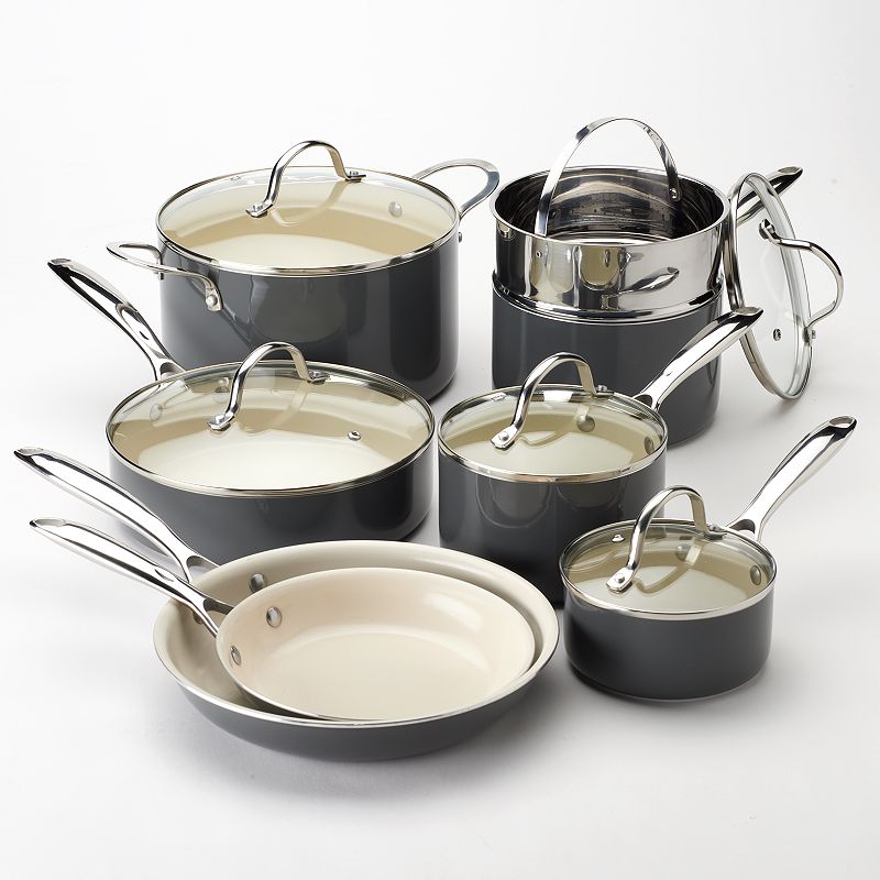 Food Network 13-pc. Ceramic Nonstick Cookware Set, Grey