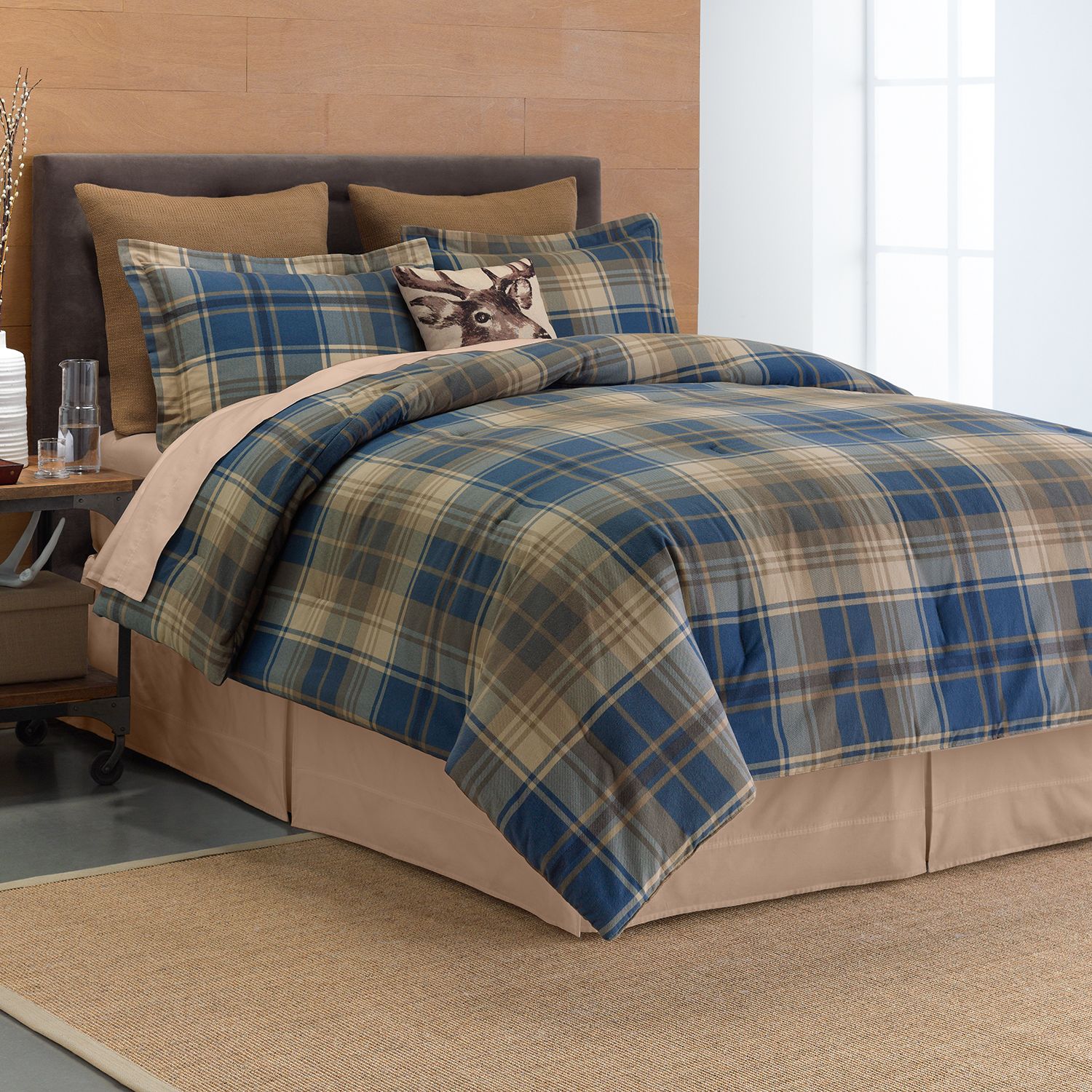 Cuddl Duds Plaid 6 Pc Flannel Comforter Set Red