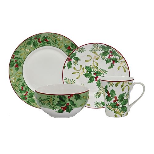 222 Fifth Christmas Foliage 16-pc. Dinnerware Set