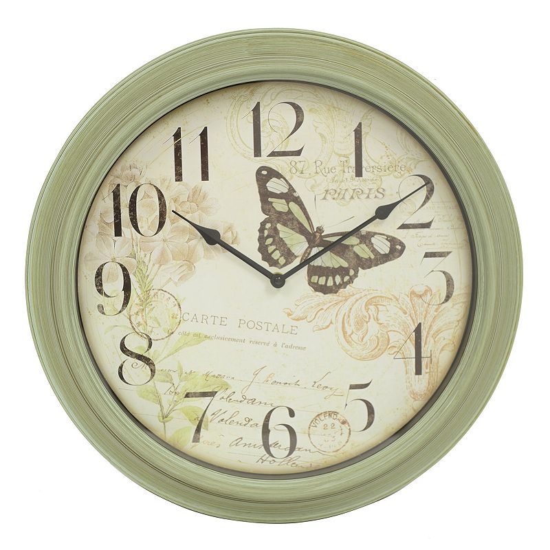 Decor Therapy Antique Butterfly Wall Clock, Multicolor