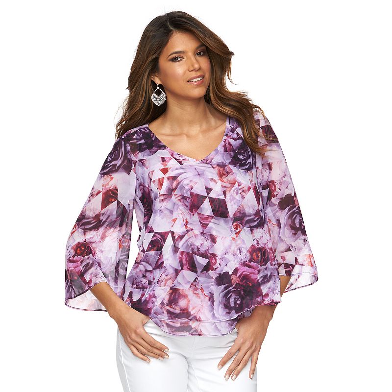 Juniors Purple 3/4 Sleeve Top Kohl's