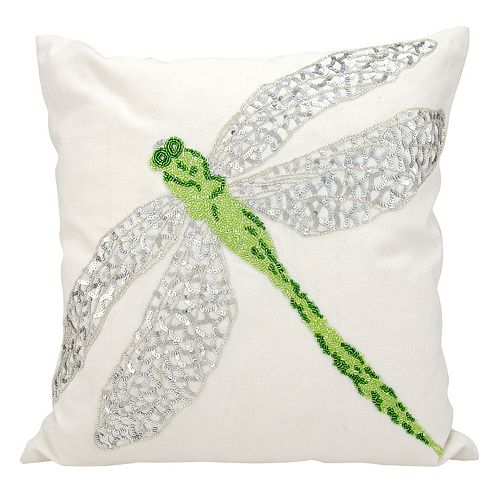 Mina Victory Beaded Dragonfly Outdoor Throw Pillow