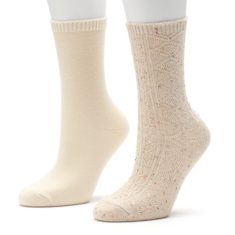 SONOMA Goods for Life 2-pk. Cable-Knit Boot Crew Socks - Women, Women's, Size: 9-11, Natural