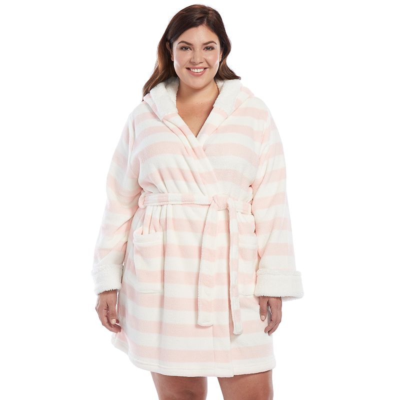 Plus Size SONOMA life + style® Hooded Plush Sherpa Wrap Robe