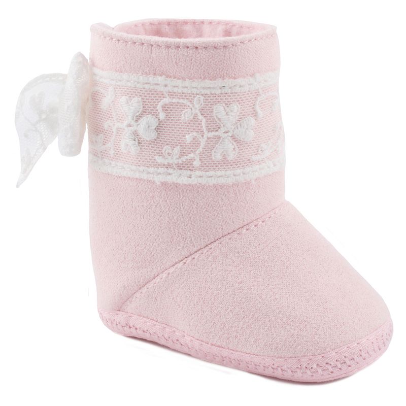 Wee Kids Suede Boot Crib Shoes - Baby Girl, Size: 1, Pink