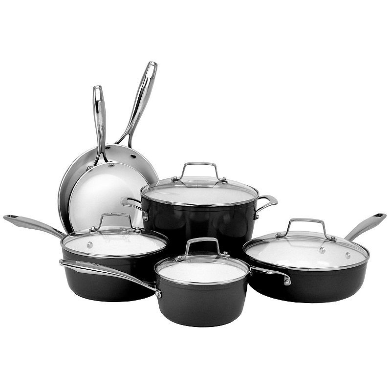 Oneida 10-pc. Forged Aluminum Cookware Set, Black