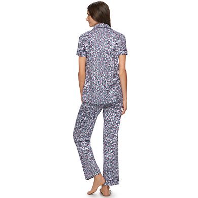 Women's Chaps Pajamas: Indigo Aisle Notch Collar Pajama Set