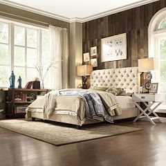 HomeVance Vanderbilt Queen Button Tufted Bed Frame