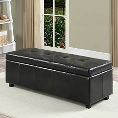 Simpli Home Castleford Large Rectangular Storage Ottoman Bench