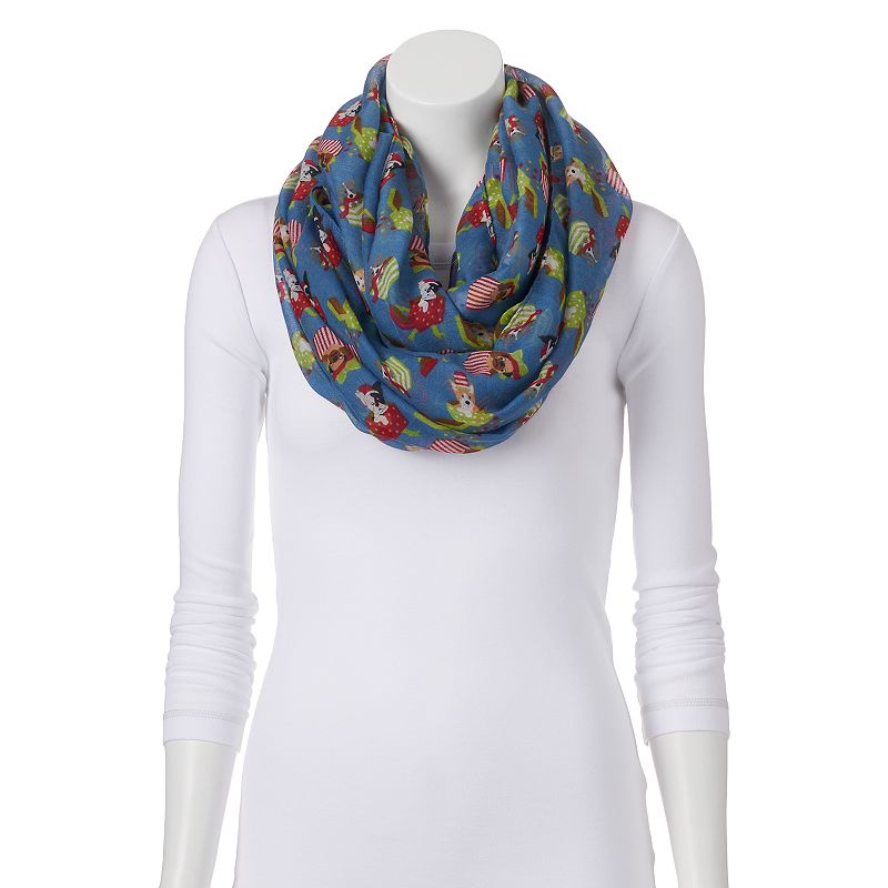 Sheer Christmas Dogs Infinity Scarf