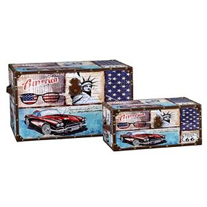 Household Essentials Classic Car Americana 2-pc. Storage Trunk Set - Jumbo / Medium