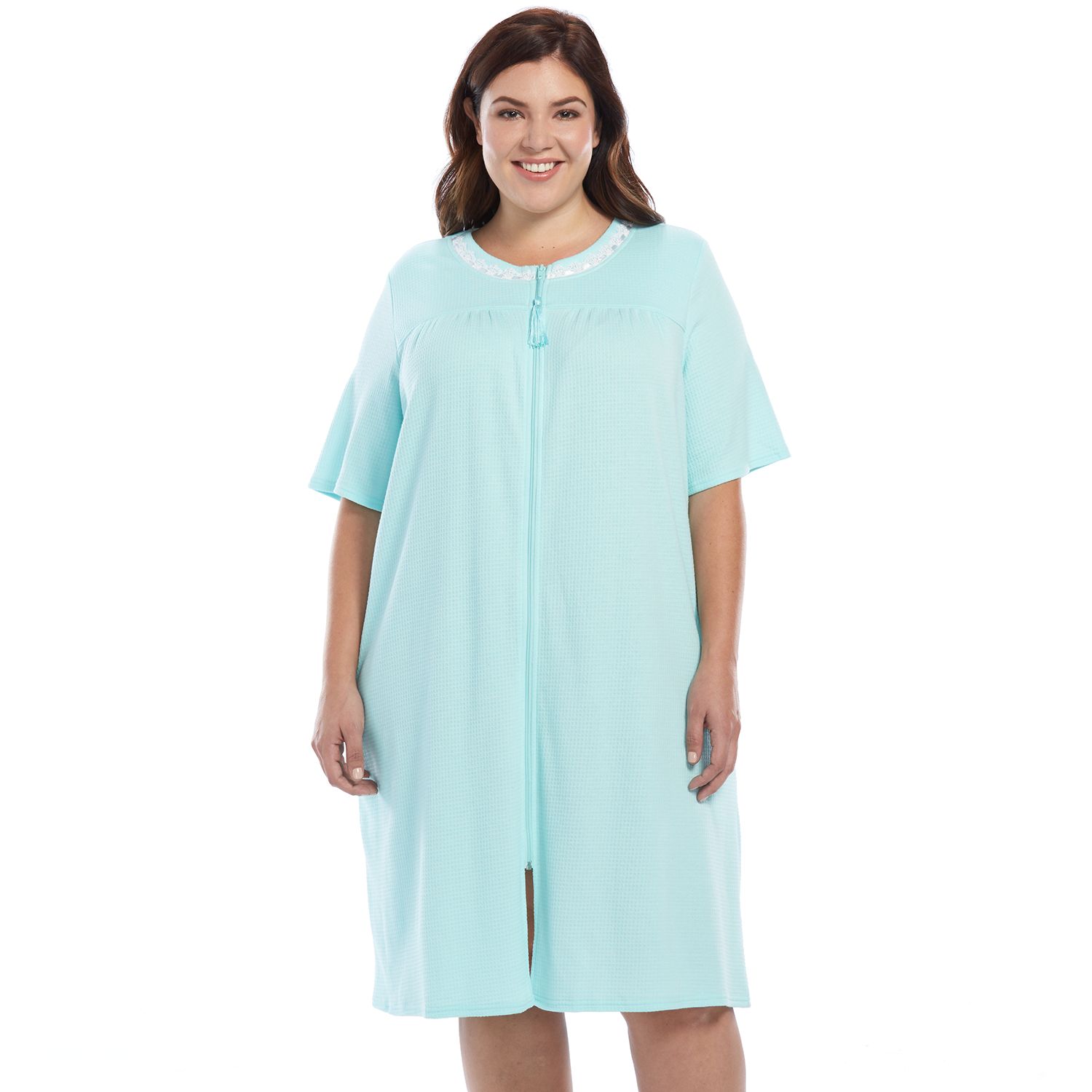 Plus Size Croft & Barrow® WaffleKnit Zip Duster Robe