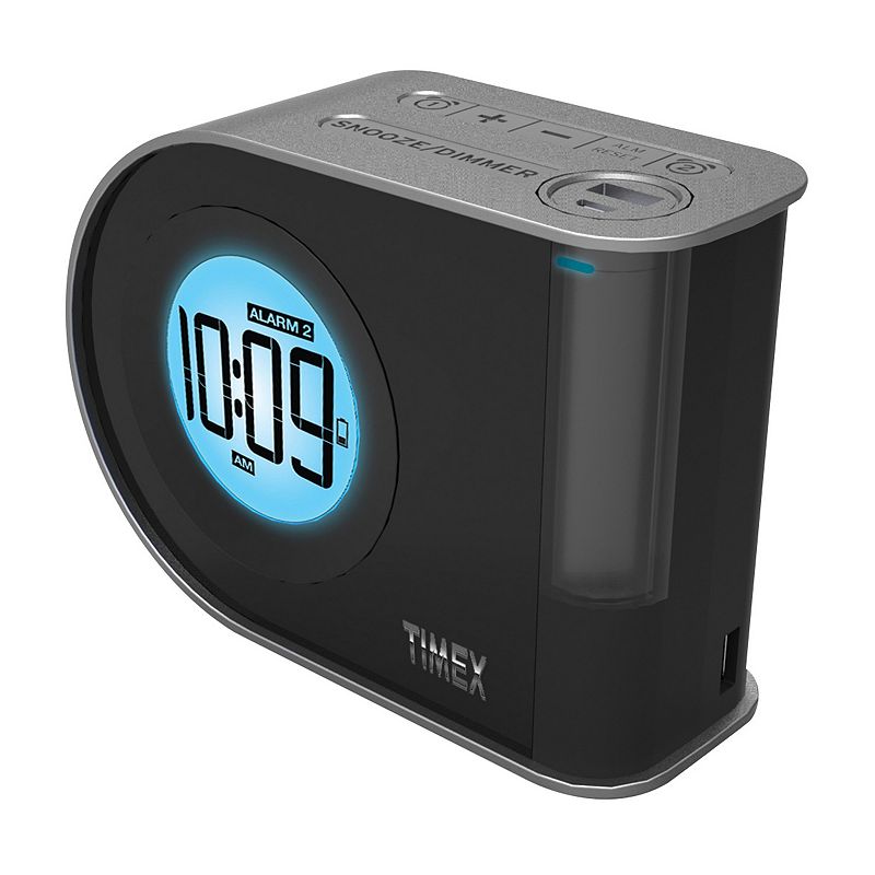 Timex Dual Charging Indiglo Dual Alarm Clock, Black
